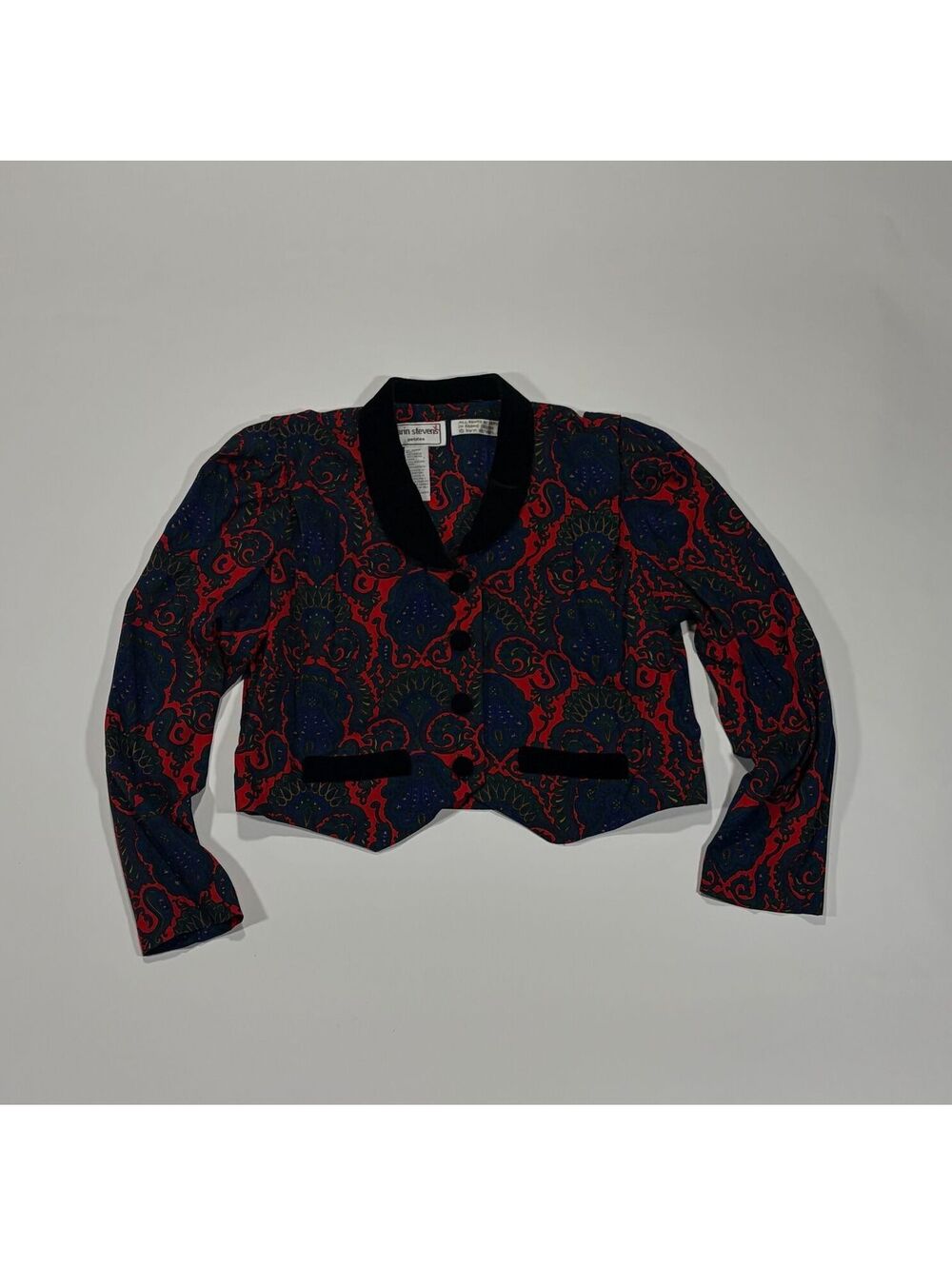 Vintage Cropped Blazer Paisley with Velvet Trim Bolero Country Western